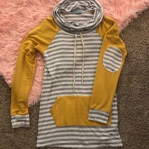 Mustard cowl neck top